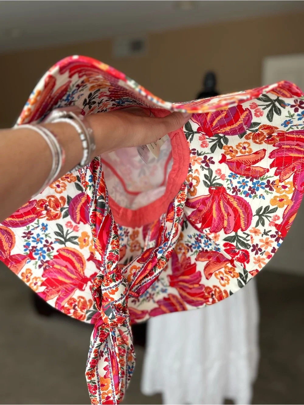 FARM Rio Floral Wide-Brim Sun Hat with tie